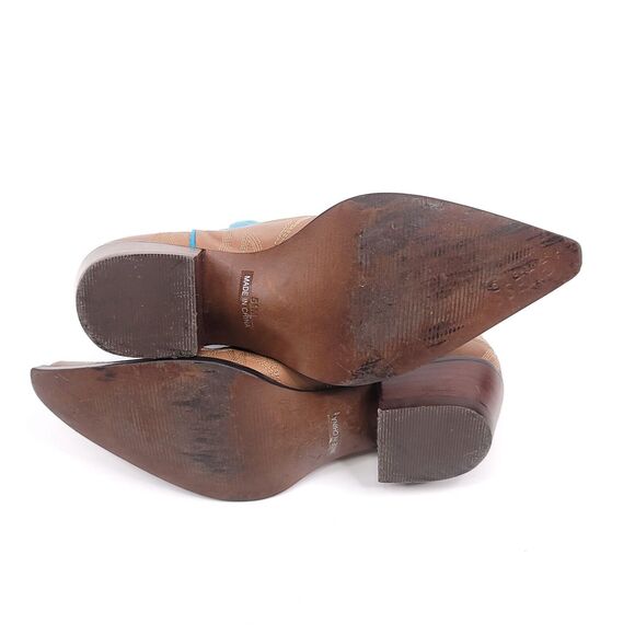 Guess Marciano Boots Womens 5.5 Vintage Cowboy Leather Pointed Embroidered Blue - Picture 4 of 12